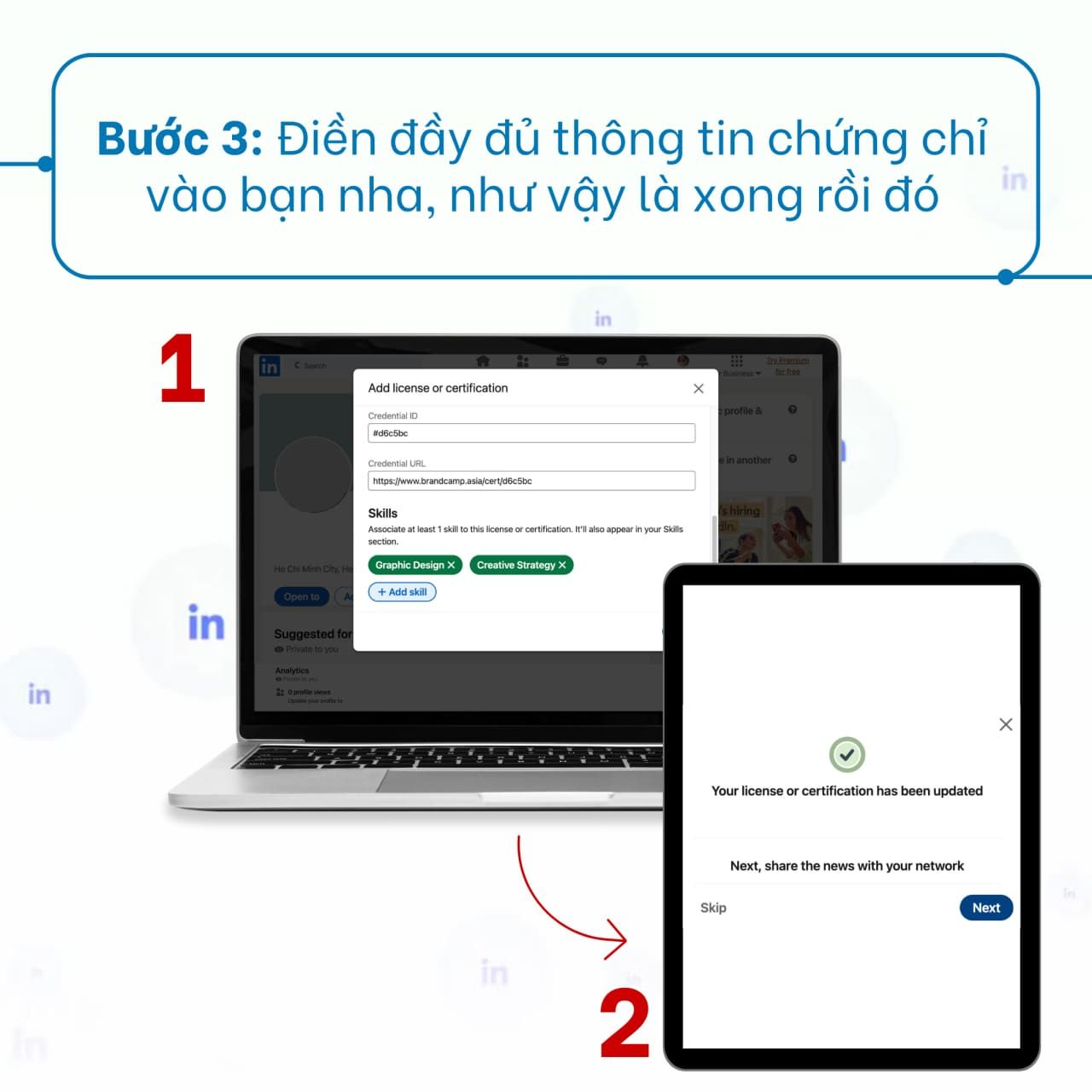 Hướng dẫn upload chứng nhận Brand Camp vào profile LinkedIn