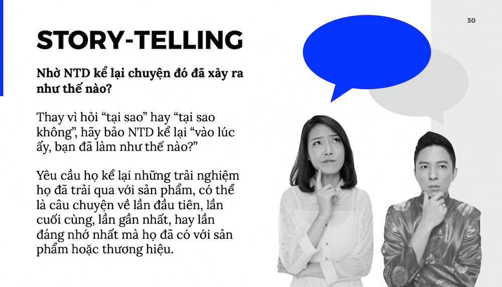 Kỹ thuật hỏi Story-telling trong phỏng vấn người tiêu dùng