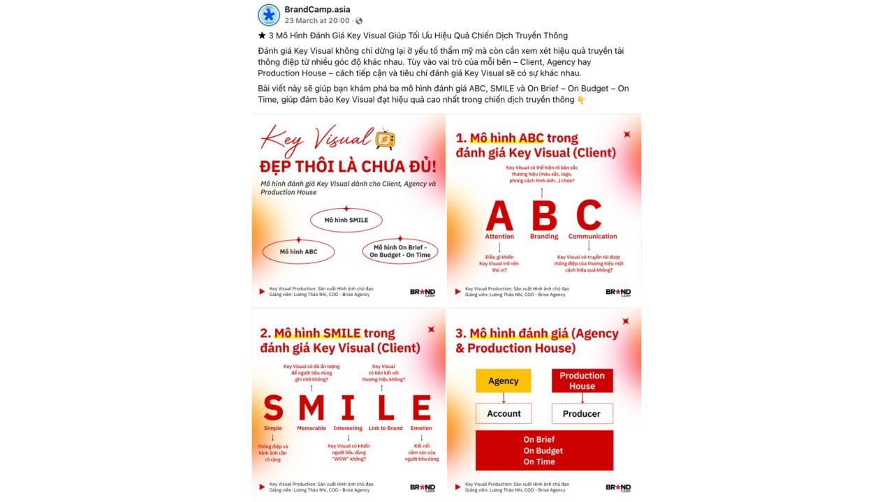 Ví dụ dạng Content cho bài đăng social - Brand Camp
