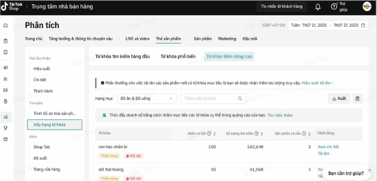 Nhà bán hàng có thể tra cứu từ khóa ngay trong Seller Center hoặc sử dụng công cụ TikTok Keyword Insights để phân tích xu hướng tìm kiếm.