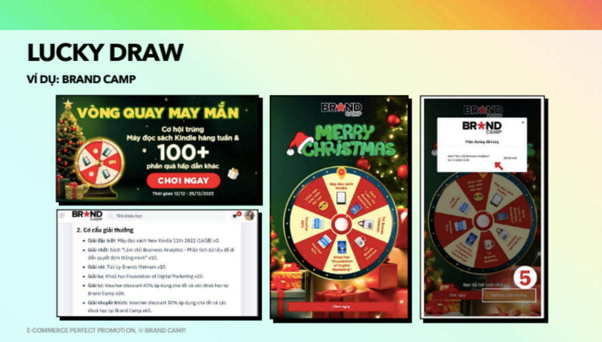 Một ví dụ về giải Lucky Draw được triển khai trên Brand Camp.