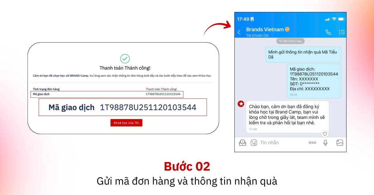 Bước 2: Gửi thông tin qua Zalo OA