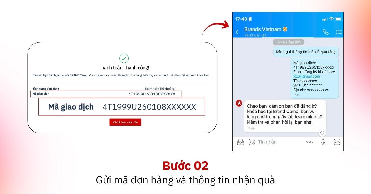 Bước 2: Gửi thông tin qua Zalo OA