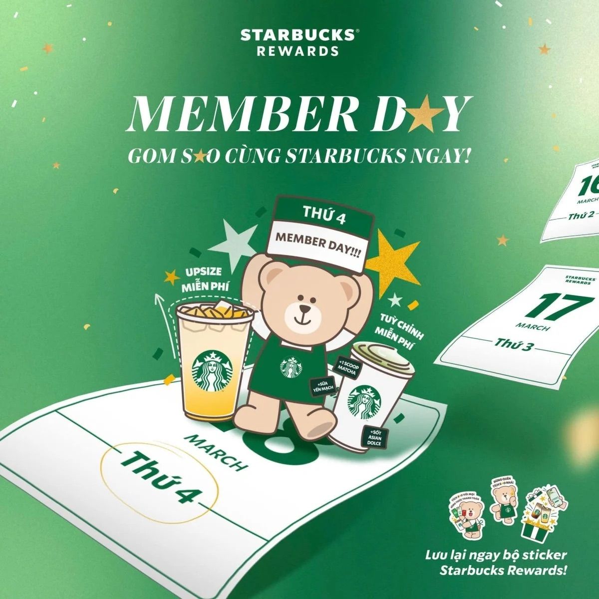 Chương trình thẻ thành viên Starbucks với các mức hạng để phân nhóm Giá trị cao.